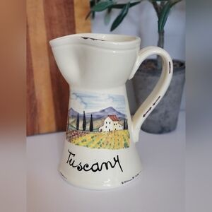 Tuscany Hand Painted Cream Ceramic Pitcher